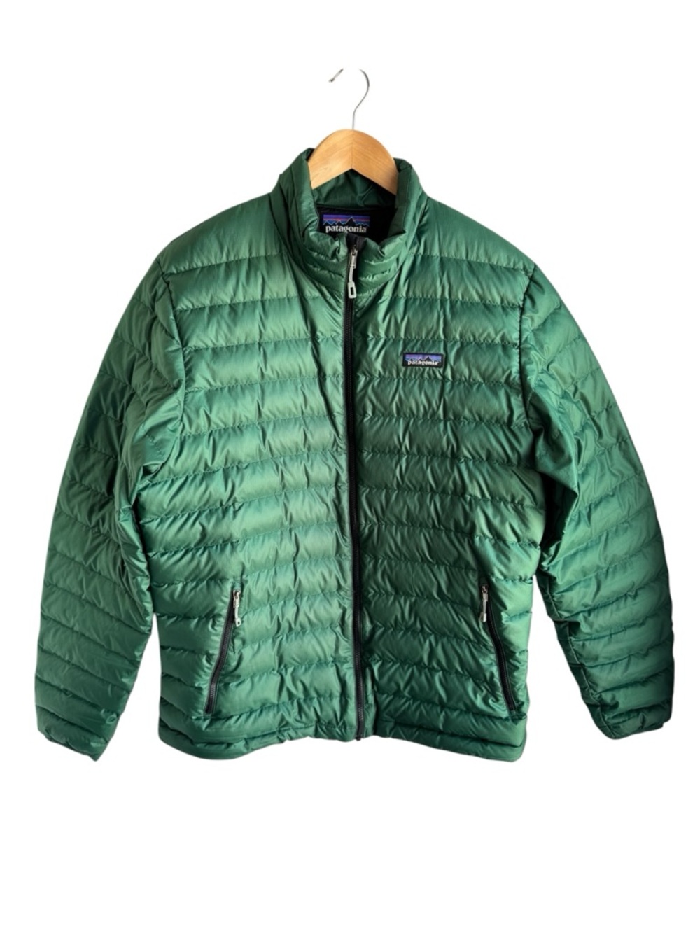 Patagonia Down Sweater Jacket Mens Large Green 84674 FA14 Goose Down Puffer Coat